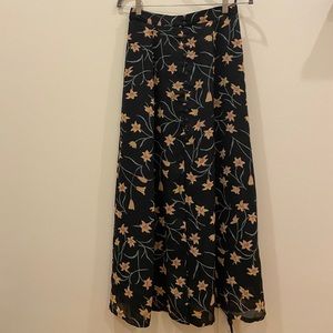 Vintage Button-Through Floral Maxi Skirt